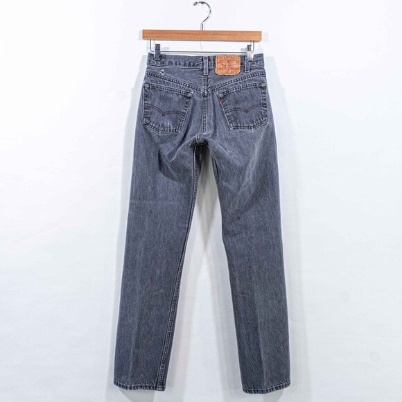 Levis 501 Black Denim Jeans Button Fly Grunge Skate 28 x 32 VTG 80s Grunge - Picture 2 of 14